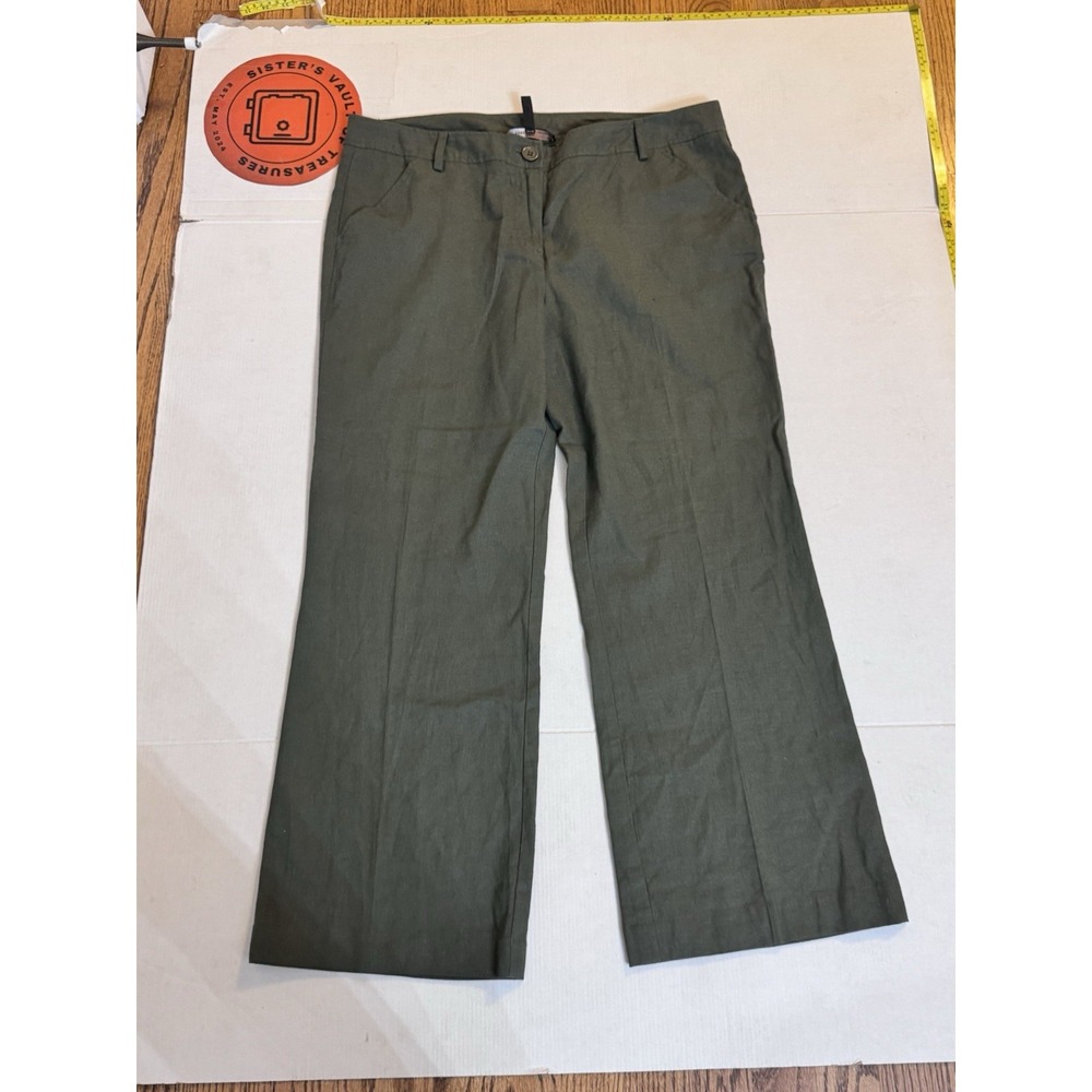 BCBG Maxazria Women's Size 8 Linen Blend Army Green Pants